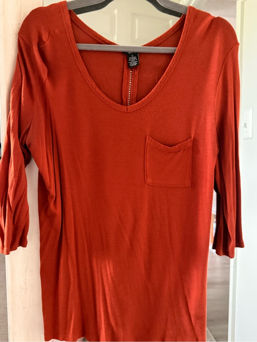 Rue21 Rust Scoop Neck 3/4 Sleeve Pocket Top